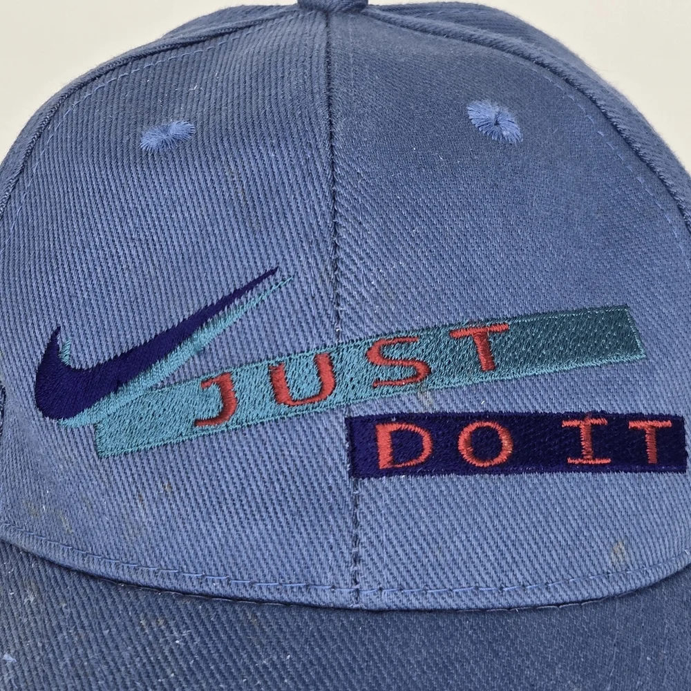Vintage Nike Just Do It‎ Snapback Hat Cap Periwinkle Blue Youth Size Embroidered - Picture 2 of 6